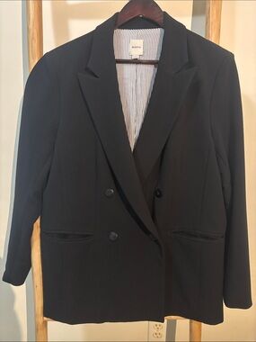 Maeve Black Double-Breasted 90s-style Blazer